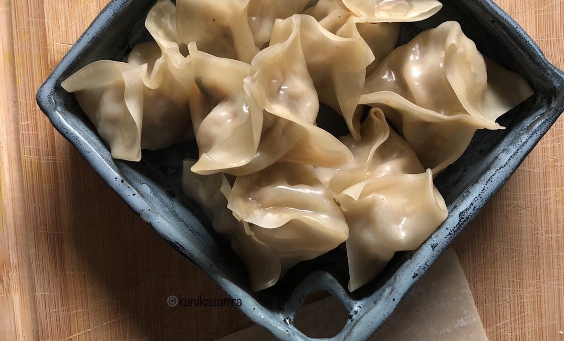 Homemade Momos with Roasted Red Pepper and Tomato Chutney