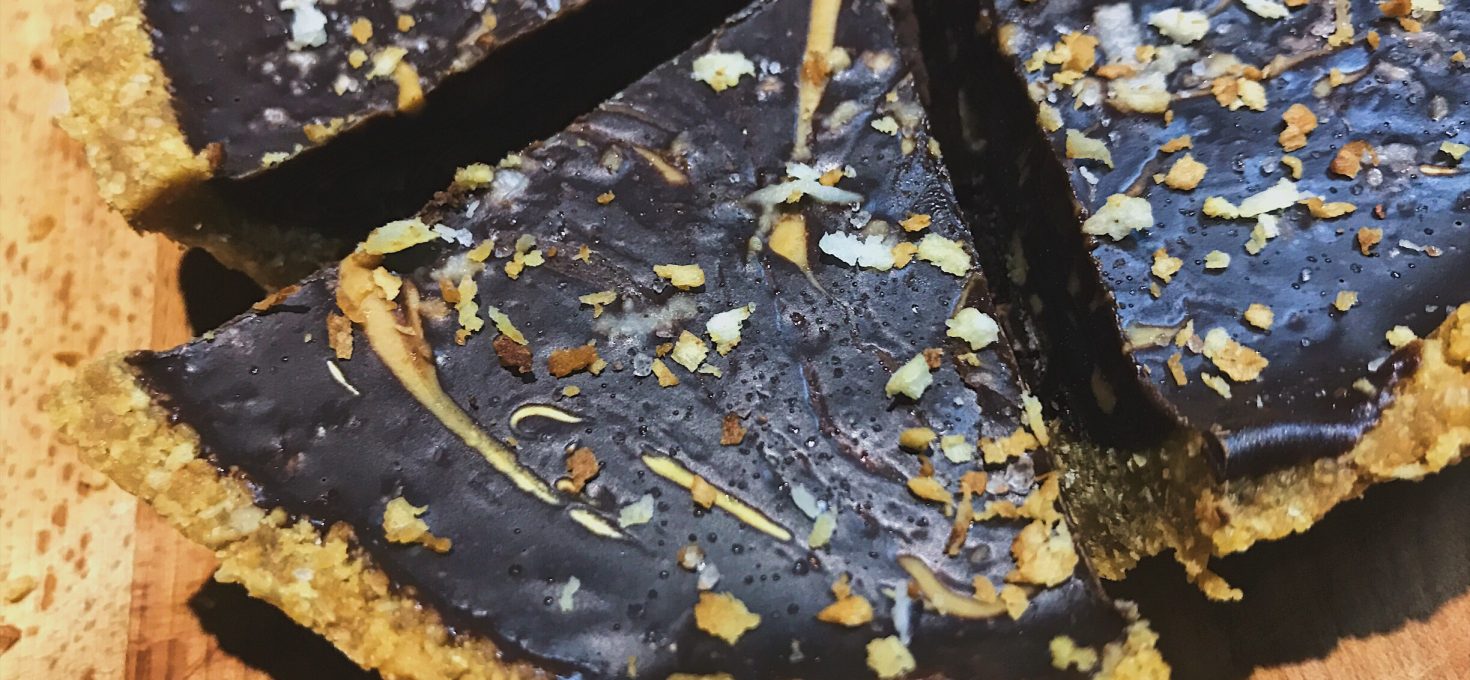 Salted Dark Chocolate Ganache tart with Coconut